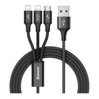 USB кабел BASEUS Rapid серия 3 в 1 за Apple Iphone 2 изхода и 1 Micro USB 